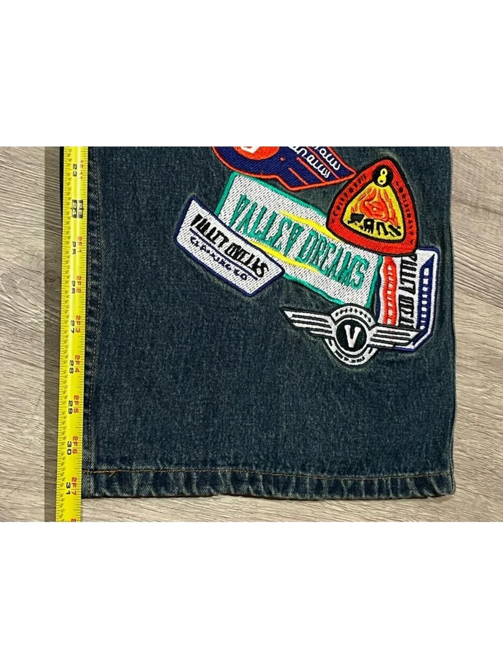 Relaxed Dark Blue Patchwork Jeans with Drawstring Waist